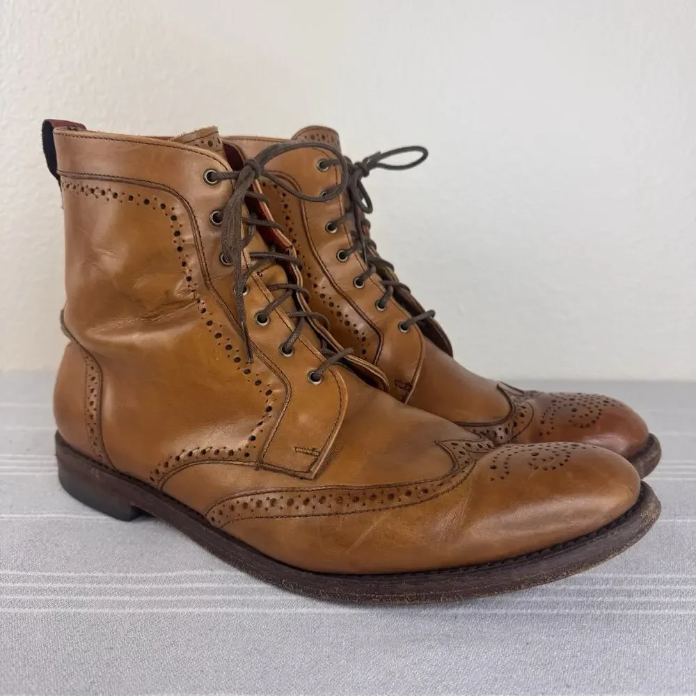 Allen Edmonds Dalton Wingtip Brogue Dress Boot Lace Up Leather Walnut Brown 12 D